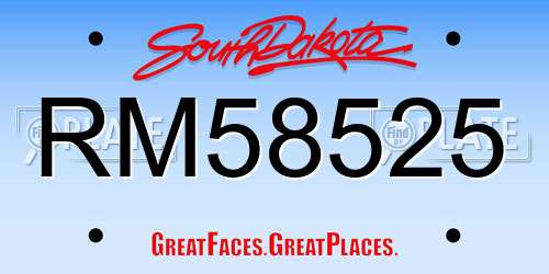 RM58525 South Dakota License Plate