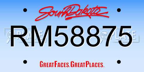 RM58875 South Dakota License Plate