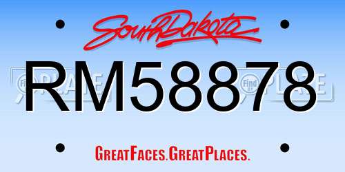 RM58878 South Dakota License Plate