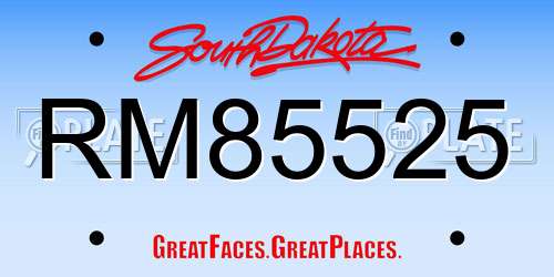 RM85525 South Dakota License Plate