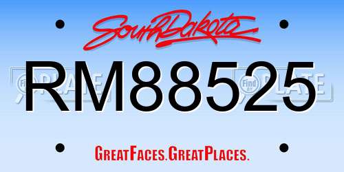 RM88525 South Dakota License Plate
