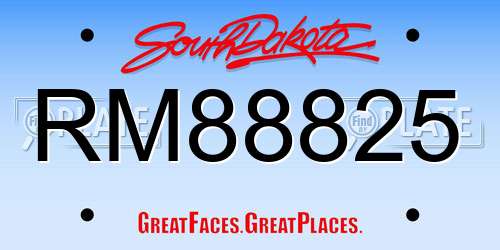 RM88825 South Dakota License Plate