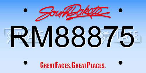 RM88875 South Dakota License Plate