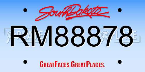 RM88878 South Dakota License Plate