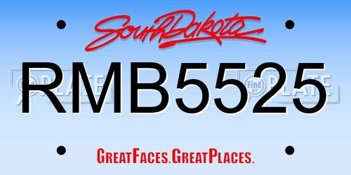 RMB5525 South Dakota License Plate