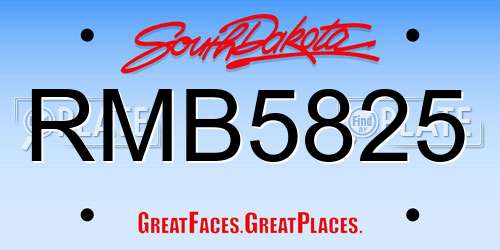 RMB5825 South Dakota License Plate