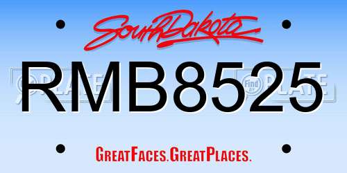 RMB8525 South Dakota License Plate