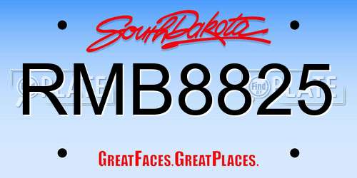 RMB8825 South Dakota License Plate
