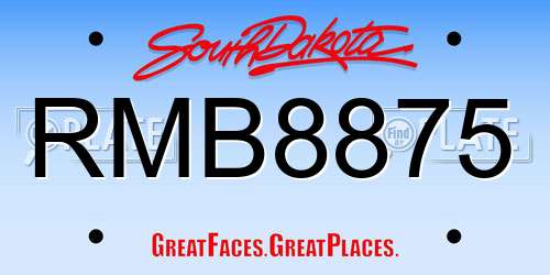 RMB8875 South Dakota License Plate