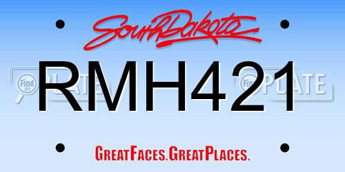 RMH421 South Dakota License Plate