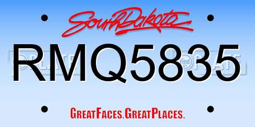 RMQ5835 South Dakota License Plate