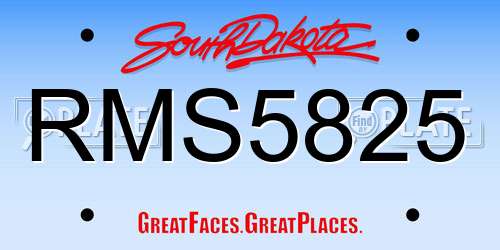 RMS5825 South Dakota License Plate