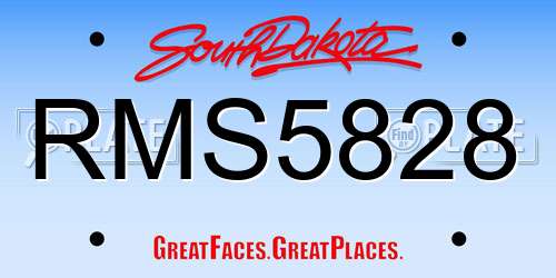 RMS5828 South Dakota License Plate