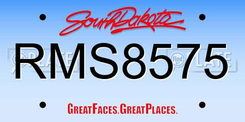 RMS8575 South Dakota License Plate
