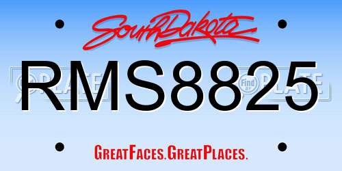 RMS8825 South Dakota License Plate