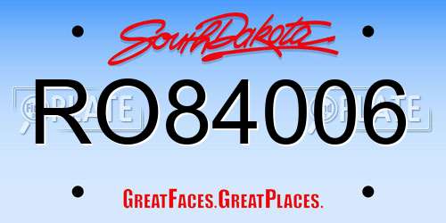 RO84006 South Dakota License Plate