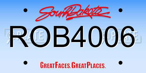 ROB4006 South Dakota License Plate