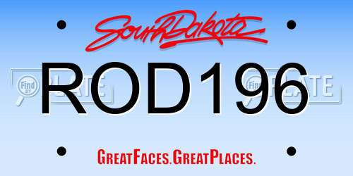 ROD196 South Dakota License Plate