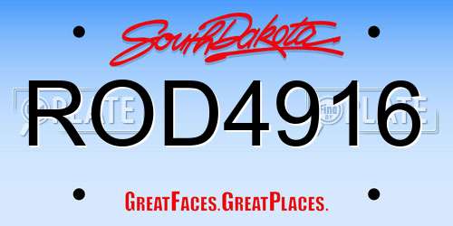ROD4916 South Dakota License Plate