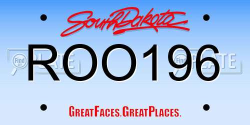 ROO196 South Dakota License Plate