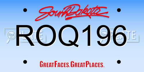 ROQ196 South Dakota License Plate