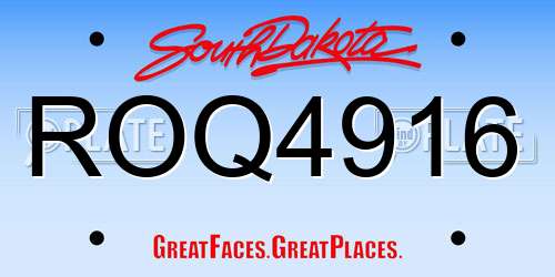 ROQ4916 South Dakota License Plate
