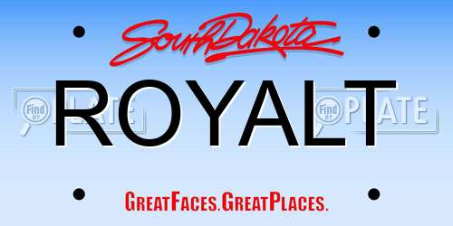 ROYALT South Dakota License Plate