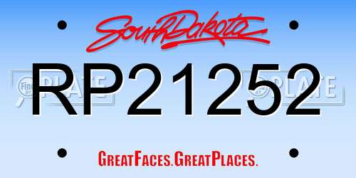 RP21252 South Dakota License Plate