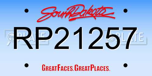 RP21257 South Dakota License Plate