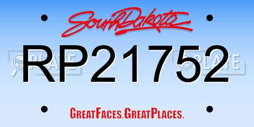 RP21752 South Dakota License Plate