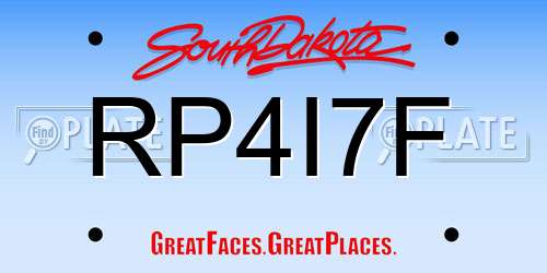 RP4I7F South Dakota License Plate