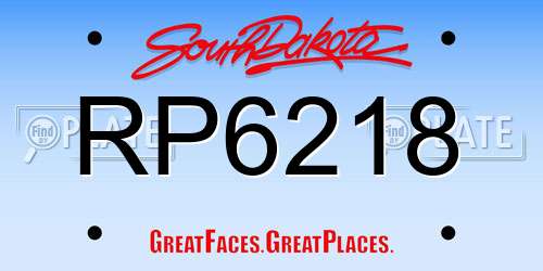 RP6218 South Dakota License Plate