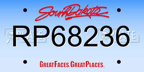 RP68236 South Dakota License Plate