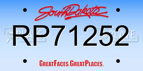 RP71252 South Dakota License Plate