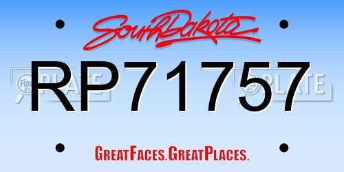 RP71757 South Dakota License Plate