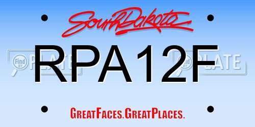 RPA12F South Dakota License Plate