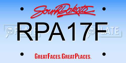 RPA17F South Dakota License Plate