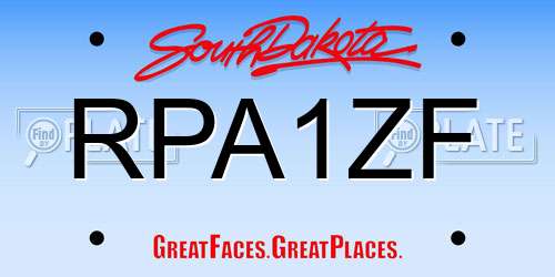 RPA1ZF South Dakota License Plate