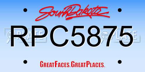 RPC5875 South Dakota License Plate