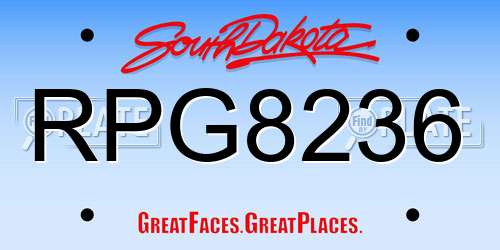 RPG8236 South Dakota License Plate