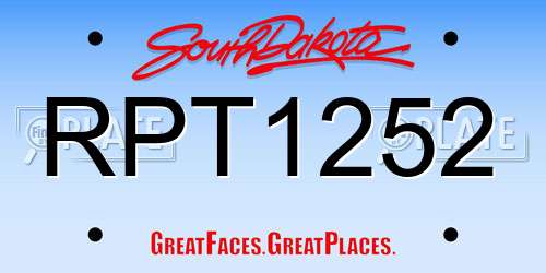 RPT1252 South Dakota License Plate