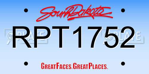 RPT1752 South Dakota License Plate