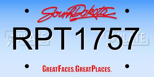 RPT1757 South Dakota License Plate