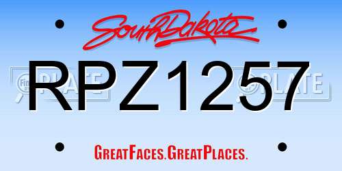 RPZ1257 South Dakota License Plate