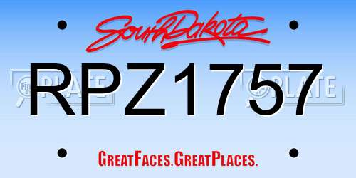 RPZ1757 South Dakota License Plate