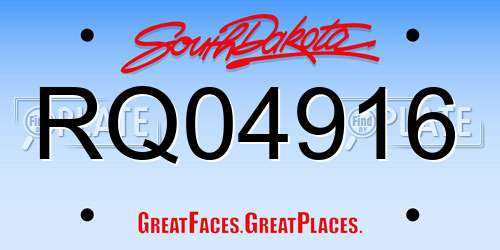 RQ04916 South Dakota License Plate
