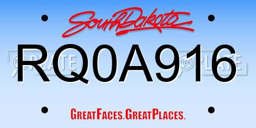 RQ0A916 South Dakota License Plate
