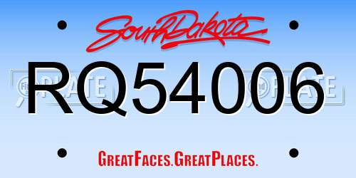 RQ54006 South Dakota License Plate