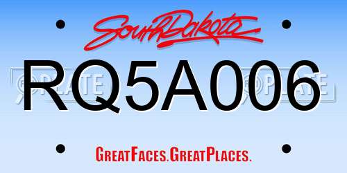 RQ5A006 South Dakota License Plate