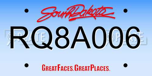 RQ8A006 South Dakota License Plate